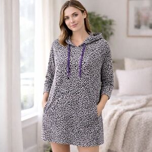 Betsey Johnson‎ Leopard Hooded Sleep Shirt Pajamas Small